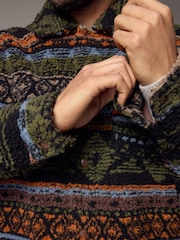 Black/Green Printed Fleece Shacket - Image 7 of 12