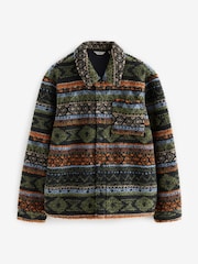 Black/Green Printed Fleece Shacket - Image 8 of 12