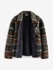 Black/Green Printed Fleece Shacket - Image 9 of 12