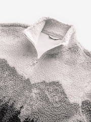 Grey Printed Quarter Zip Neck Fleece - Image 12 of 12