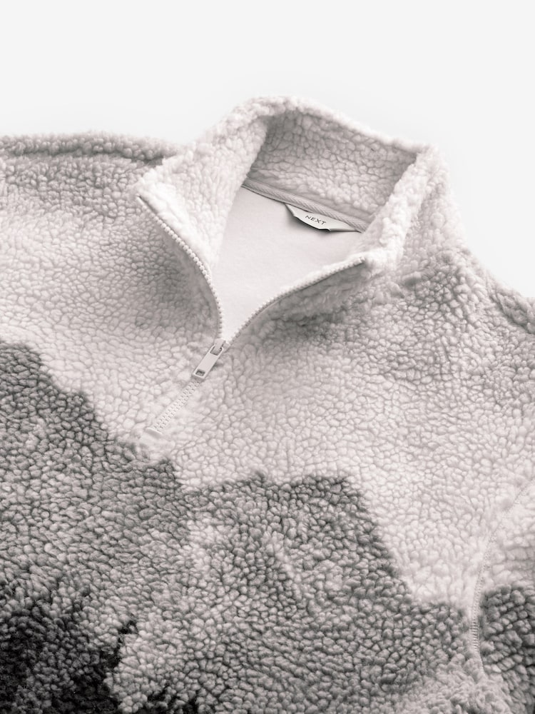 Grey Printed Quarter Zip Neck Fleece - Image 12 of 12