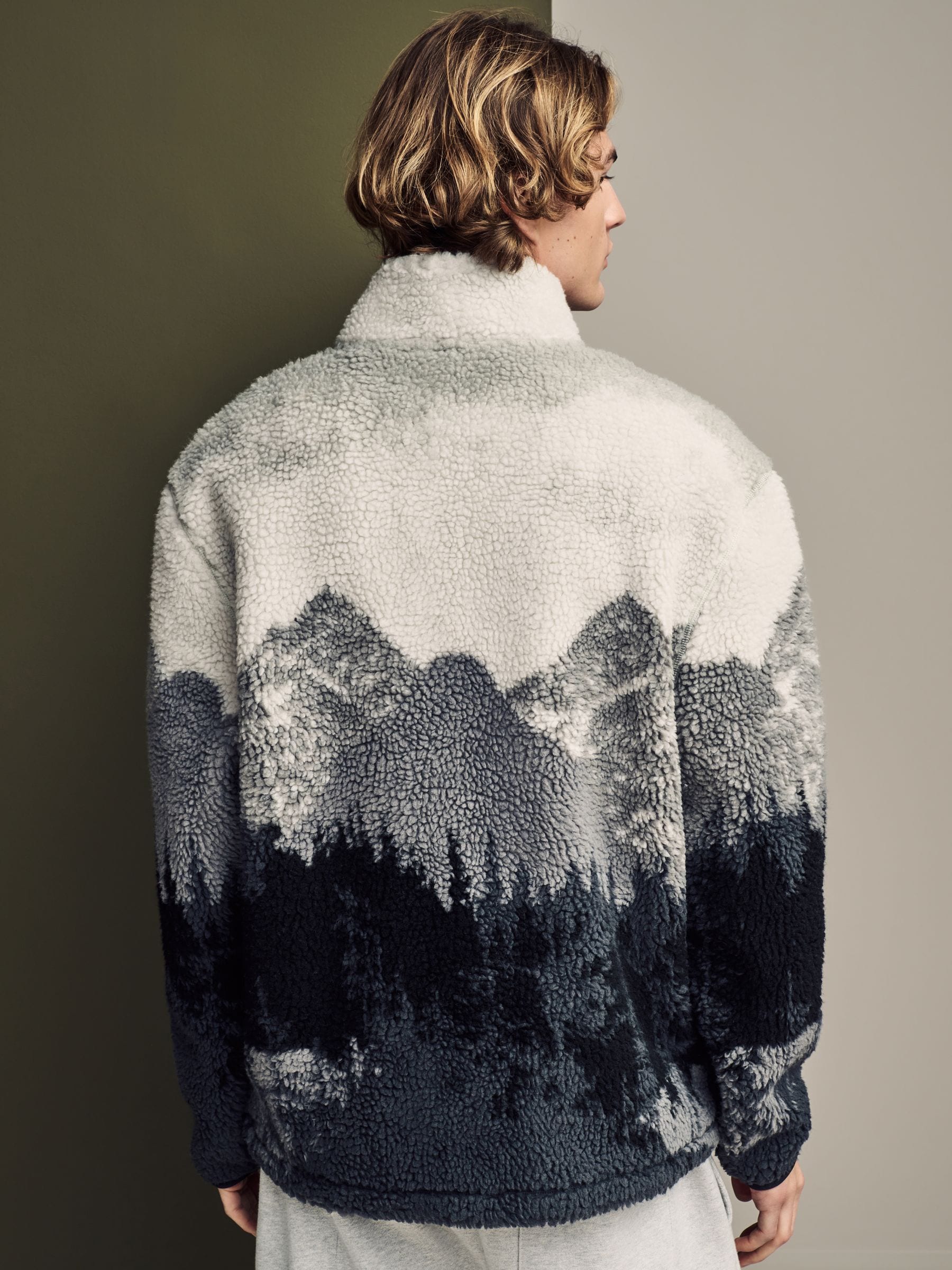 Buy Grey Printed Quarter Zip Neck Fleece from Next USA Buy Grey Printed Quarter Zip Neck Fleece from Next USA