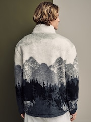 Grey Printed Quarter Zip Neck Fleece - Image 3 of 12