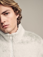 Grey Printed Quarter Zip Neck Fleece - Image 5 of 12