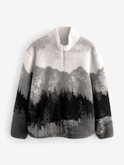 Grey Printed Quarter Zip Neck Fleece - Image 9 of 12