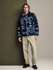 Blue/Navy Printed Fleece Shacket - Image 2 of 10