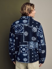 Blue/Navy Printed Fleece Shacket - Image 3 of 10