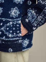 Blue/Navy Printed Fleece Shacket - Image 5 of 10