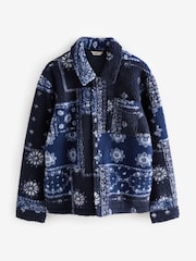 Blue/Navy Printed Fleece Shacket - Image 7 of 10