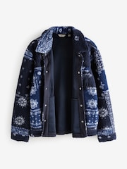 Blue/Navy Printed Fleece Shacket - Image 8 of 10