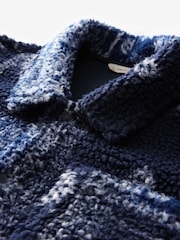 Blue/Navy Printed Fleece Shacket - Image 9 of 10