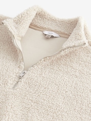 Ecru Zip Neck Borg Fleece Lined Jacket - Image 7 of 9