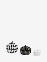 Set of 3 Black/White Autumn Pumpkin Ornaments - Image 2 of 4