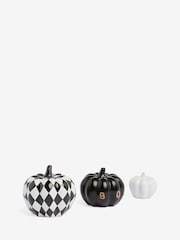 Set of 3 Black/White Autumn Pumpkin Ornaments - Image 3 of 4