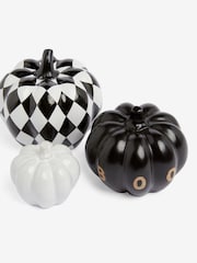 Set of 3 Black/White Autumn Pumpkin Ornaments - Image 4 of 4