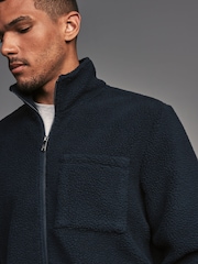 Navy Blue Zip Through Quarter Fleece - Image 4 of 7