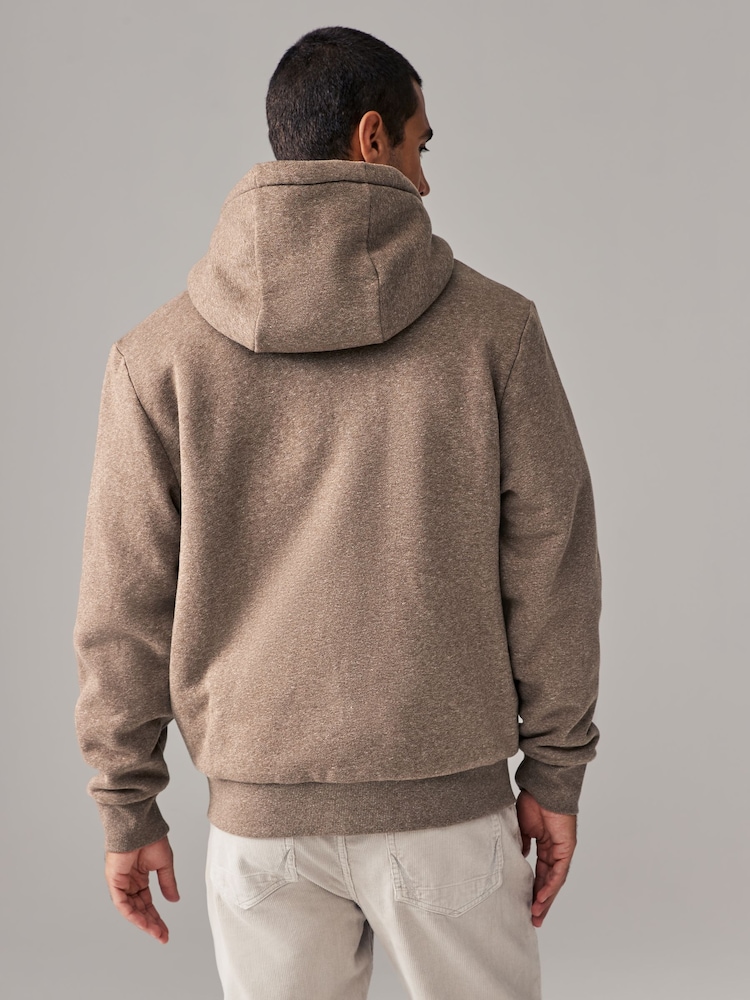 Neutral Borg Fleece Lined Zip Up Hoodie - Image 3 of 12