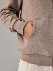Neutral Borg Fleece Lined Zip Up Hoodie - Image 5 of 12
