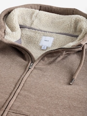 Neutral Borg Fleece Lined Zip Up Hoodie - Image 9 of 12