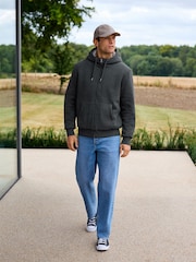 Slate Grey Borg Fleece Lined Zip Up Hoodie - Image 3 of 12