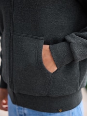 Slate Grey Borg Fleece Lined Zip Up Hoodie - Image 8 of 12