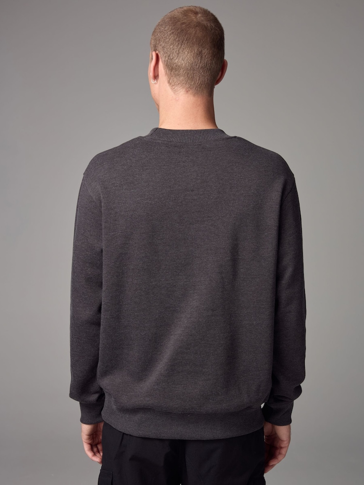 Charcoal Grey Rich Jersey Crew Sweatshirt - Image 3 of 8