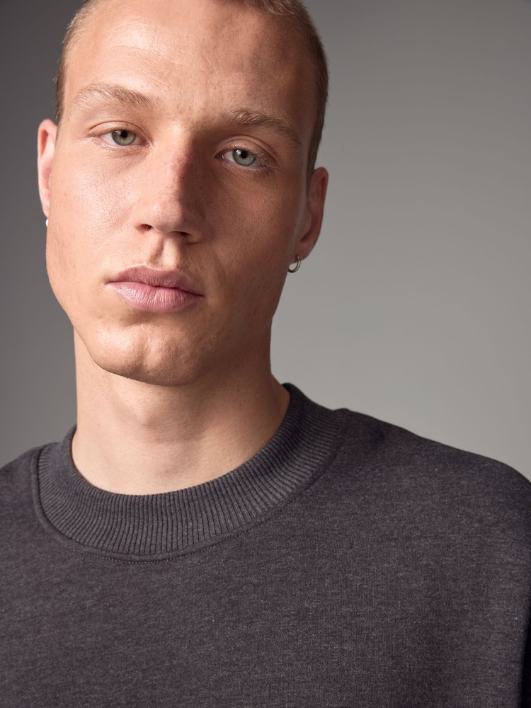 Charcoal Grey Rich Jersey Crew Sweatshirt - Image 4 of 8