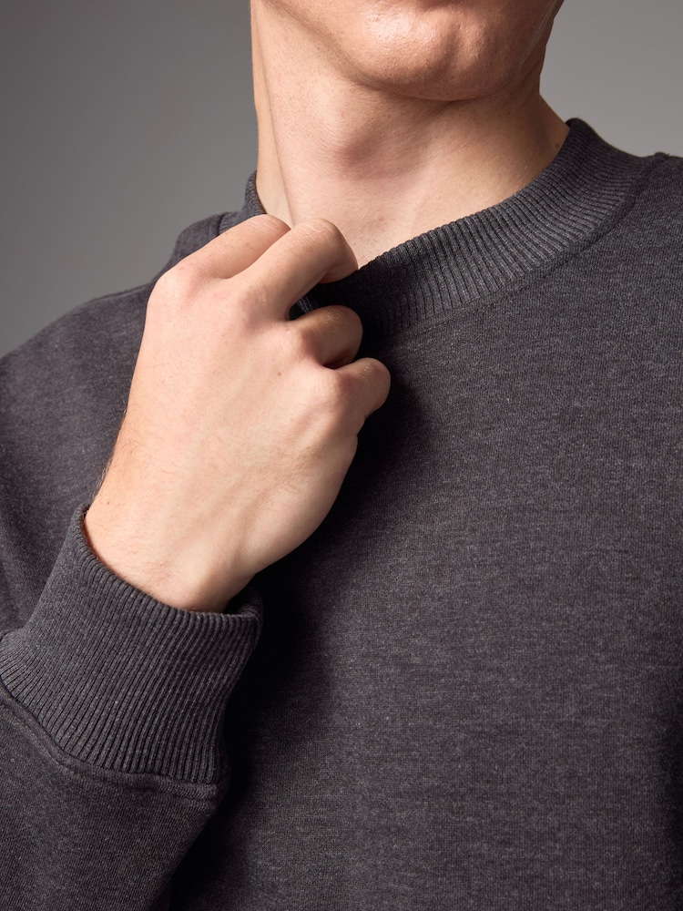 Charcoal Grey Rich Jersey Crew Sweatshirt - Image 5 of 8