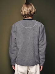 Grey Zip Through Regular Fit Borg Fleece Shacket - Image 3 of 8