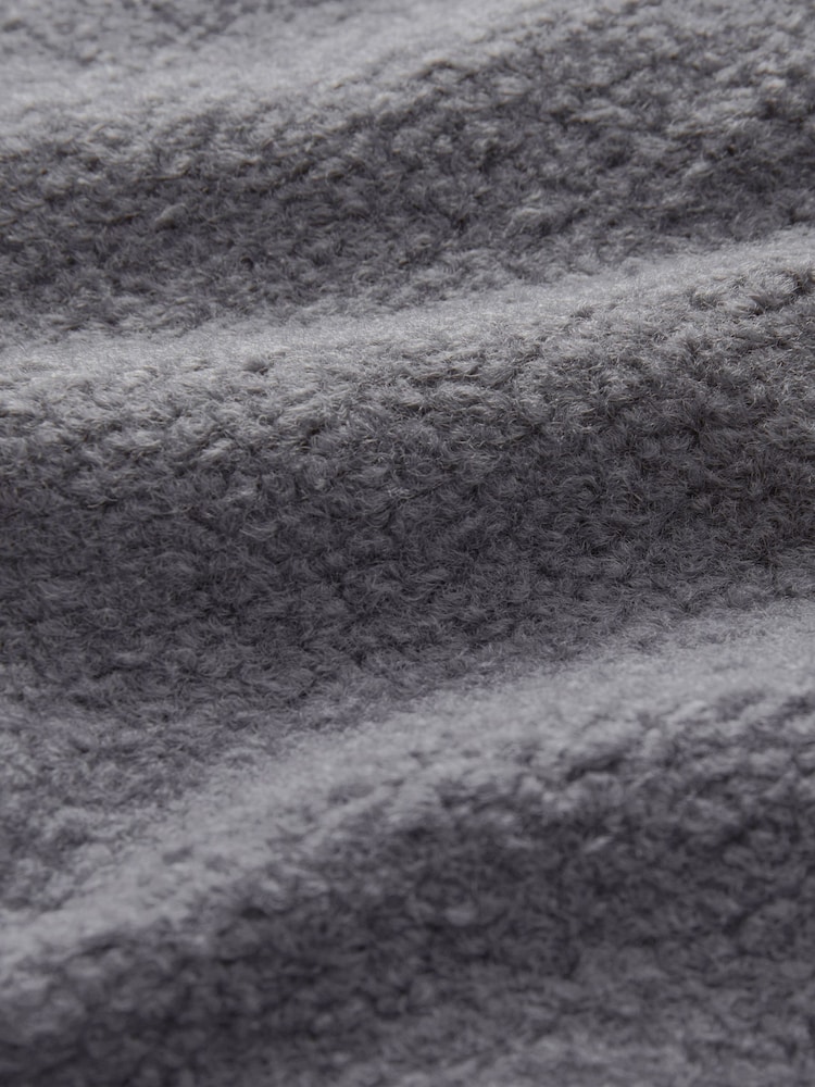 Grey Zip Through Regular Fit Borg Fleece Shacket - Image 8 of 8