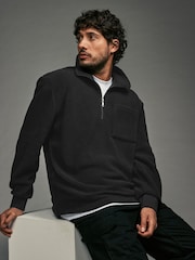 Black Zip Neck Quarter Fleece - Image 1 of 7