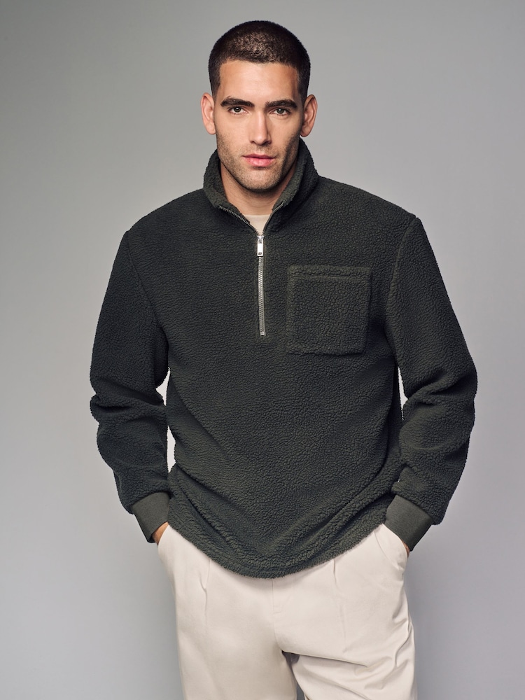 Green Zip Neck Quarter Fleece - Image 1 of 8 Green Zip Neck Quarter Fleece - Image 1 of 8