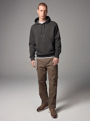 Charcoal Grey Regular Fit Cotton Rich Jersey Fabric Hoodie - Image 2 of 8