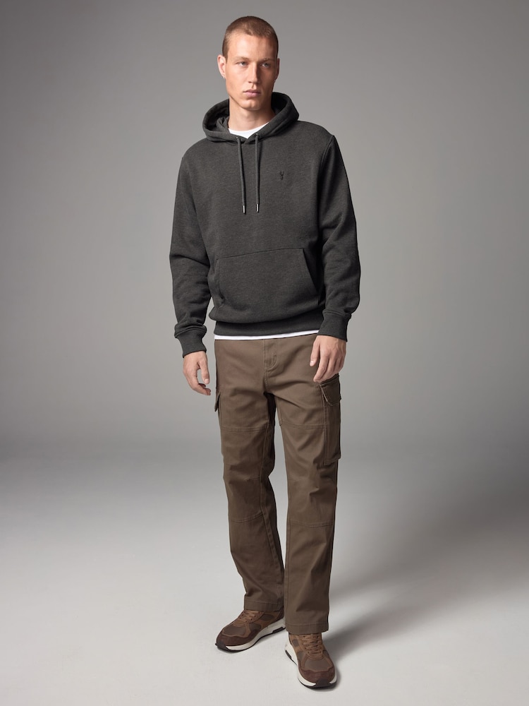 Charcoal Grey Regular Fit Cotton Rich Jersey Fabric Hoodie - Image 2 of 8