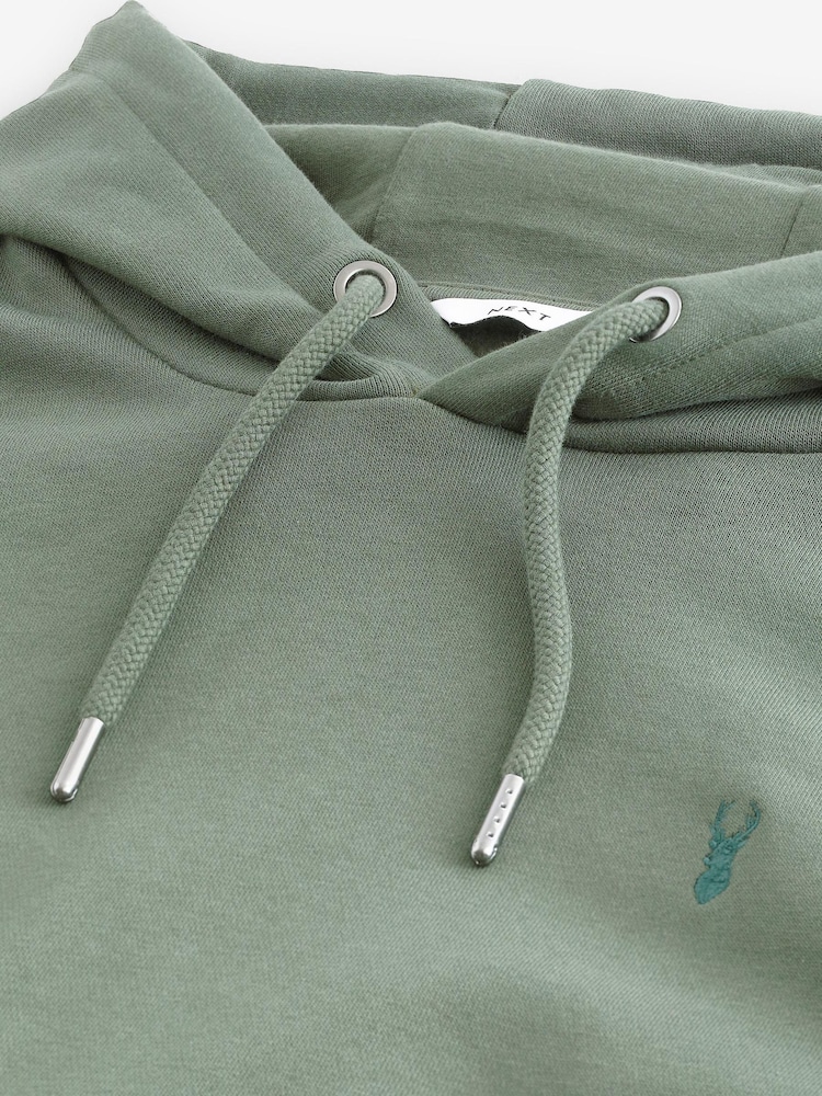 Green Regular Fit Cotton Rich Jersey Fabric Hoodie - Image 9 of 9