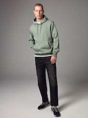 Green Regular Fit Cotton Rich Jersey Fabric Hoodie - Image 1 of 9