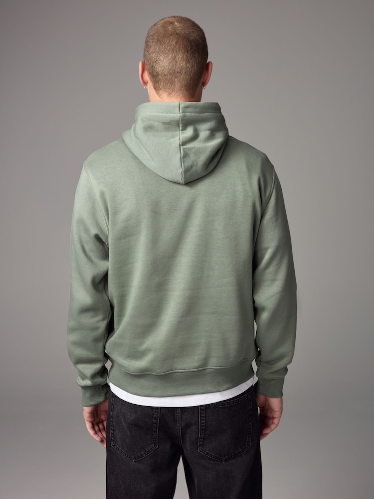 Green Regular Fit Cotton Rich Jersey Fabric Hoodie - Image 2 of 9