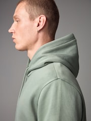 Green Regular Fit Cotton Rich Jersey Fabric Hoodie - Image 4 of 9