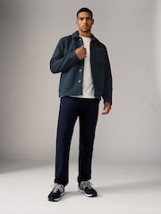 Navy Blue Regular Fit Regular Fit Borg Fleece Shacket - Image 3 of 7