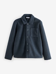 Navy Blue Regular Fit Regular Fit Borg Fleece Shacket - Image 5 of 7