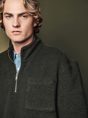 Grün - Sweatshirt mit Reißverschluss aus Wollmischung - Bild 1 von 7