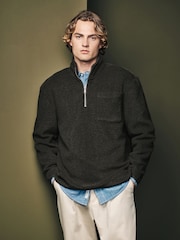 Grün - Sweatshirt mit Reißverschluss aus Wollmischung - Bild 3 von 7
