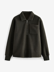 Grün - Sweatshirt mit Reißverschluss aus Wollmischung - Bild 5 von 7
