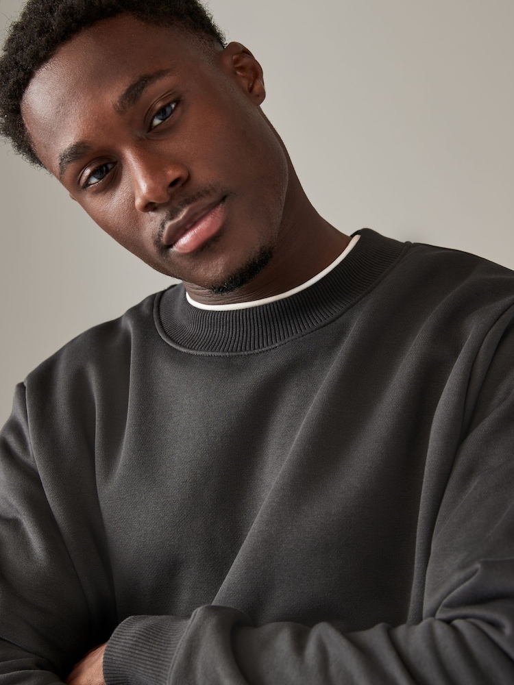 Gris d'ardoise - Sweat-shirt Rich Jersey Col rond - Image 4 of 7