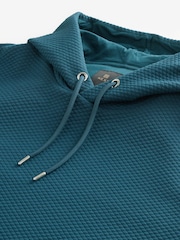 Teal Blue Hooded Textured Overhead Hoodie - Image 8 of 9