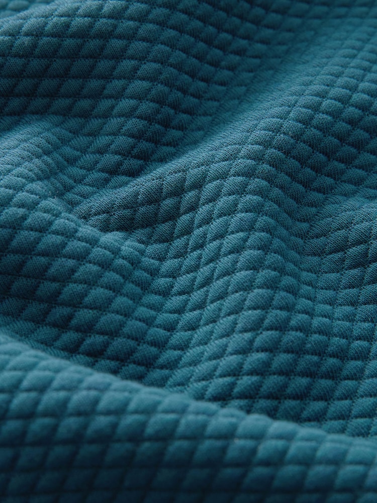 Teal Blue Hooded Textured Overhead Hoodie - Image 9 of 9 Teal Blue Hooded Textured Overhead Hoodie - Image 9 of 9