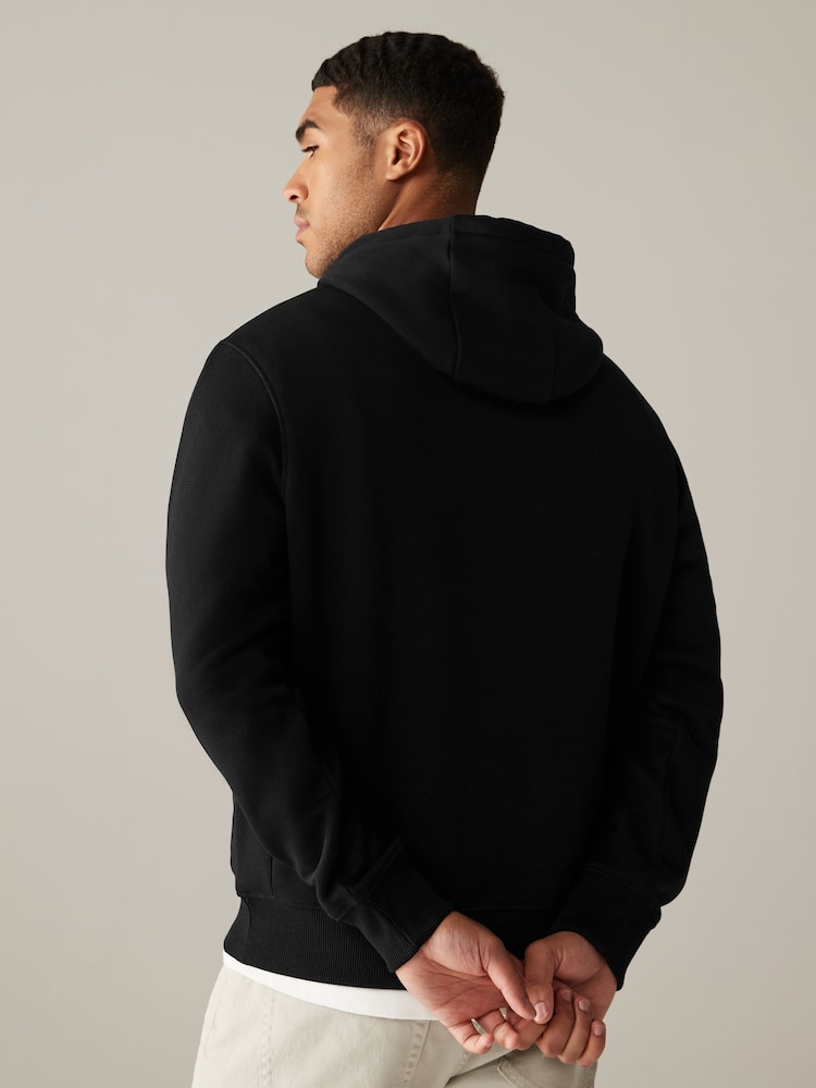 Black Regular Fit Rich Jersey Fabric Hoodie - Image 3 of 10
