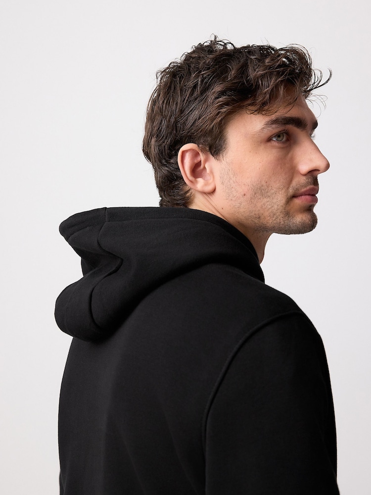 Black Regular Fit Rich Jersey Fabric Hoodie - Image 4 of 10