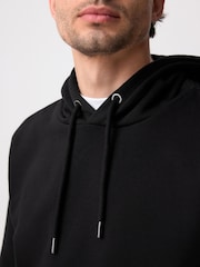 Svart - Vanlig passform Rich Jersey Fabric Huvtröja - Bild 5 av 10