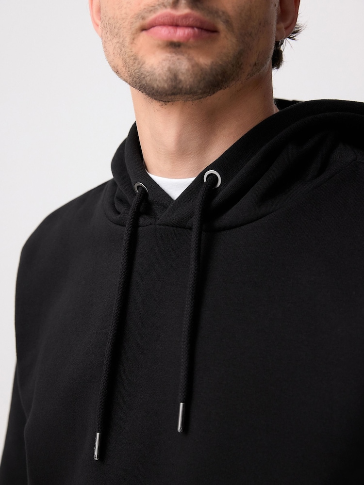 Black Regular Fit Rich Jersey Fabric Hoodie - Image 5 of 10